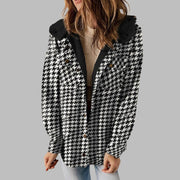 Plaid Hooded Casual Outerwear - Pretty women dresses