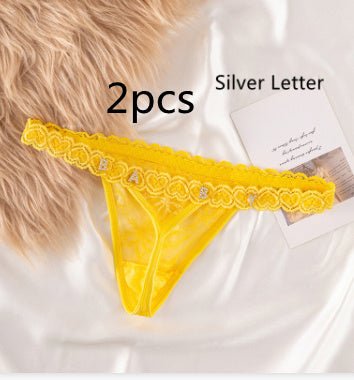Women's Lace Transparent Rhinestone Letter Shorts - Pretty women dresses