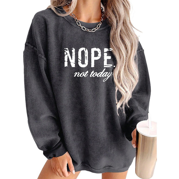 European American Fashion Floral Print Loose Version Long Sleeve T-shirt - Pretty women dresses