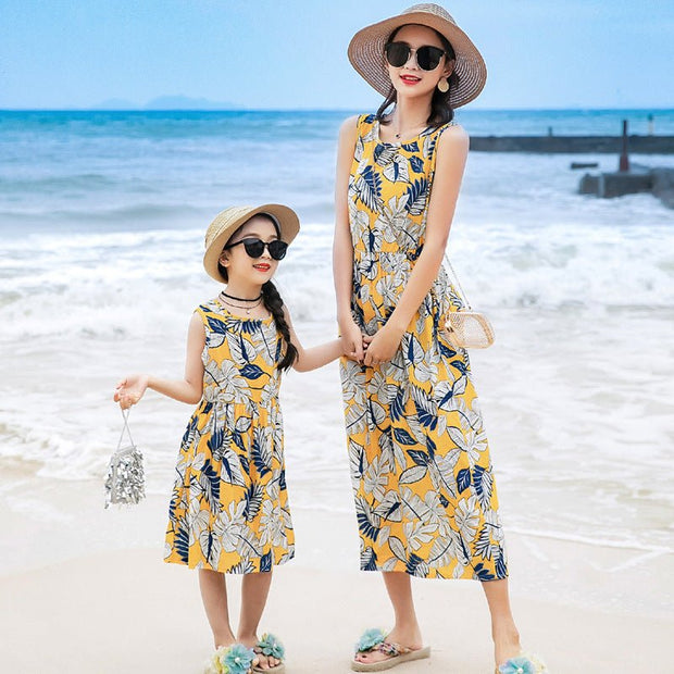 Mother And Daughter Vacation Beach Vest Long Skirt - Pretty women dresses