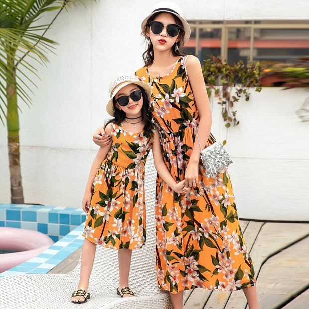 Mother And Daughter Vacation Beach Vest Long Skirt - Pretty women dresses