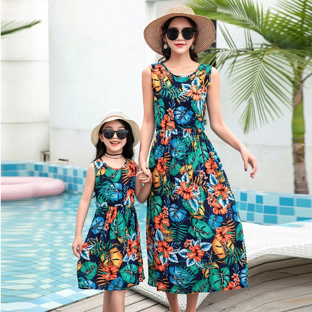 Mother And Daughter Vacation Beach Vest Long Skirt - Pretty women dresses