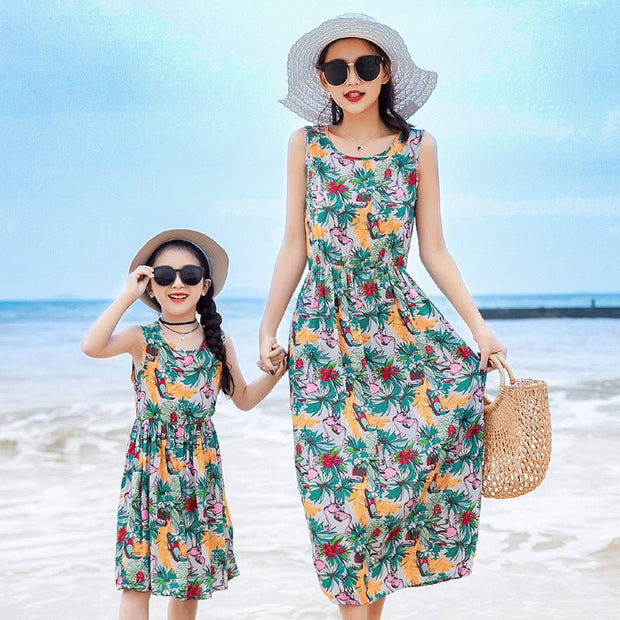 Mother And Daughter Vacation Beach Vest Long Skirt - Pretty women dresses