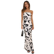 Sexy Print Slim Tube Top Bodycon Dress for Women – Backless, Sleeveless, Party Long Dress - Pretty women dresses