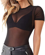 See-through Underwear Vest Bottoming Shirt Mesh Sexy Round Neck Lace