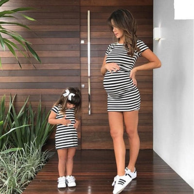 Striped parent - child dress - Pretty women dresses
