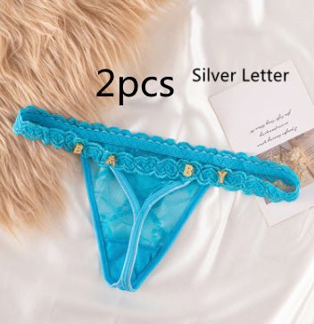 Women's Lace Transparent Rhinestone Letter Shorts - Pretty women dresses