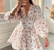 Floral Lace Deep V - Neck Summer Dress - Pretty women dresses