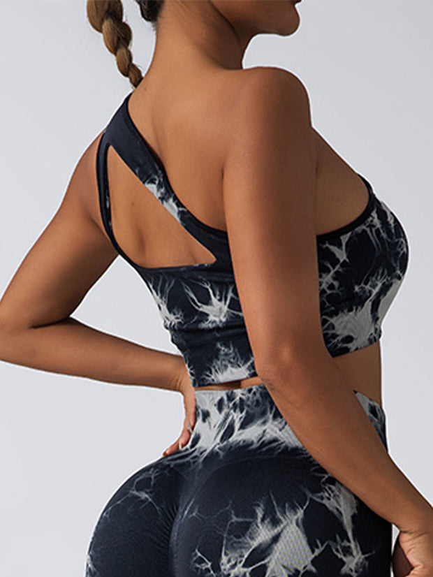 Seamless One Shoulder Sports Bra Scrunch Butt Lifting Leggings Gym Outfits Tracksuits - Pretty women dresses
