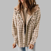 Plaid Hooded Casual Outerwear - Pretty women dresses