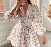 Floral Lace Deep V - Neck Summer Dress - Pretty women dresses