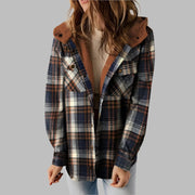 Plaid Hooded Casual Outerwear - Pretty women dresses