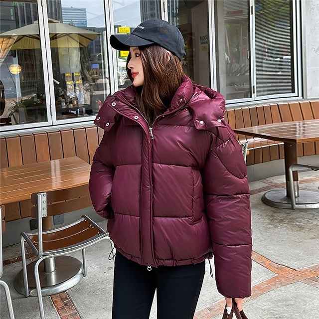 Elegant Fluffy Hooded Puffer Jacket Coat for Warm Commute