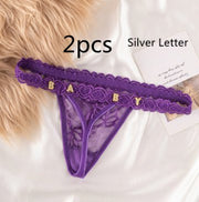 Women's Lace Transparent Rhinestone Letter Shorts - Pretty women dresses