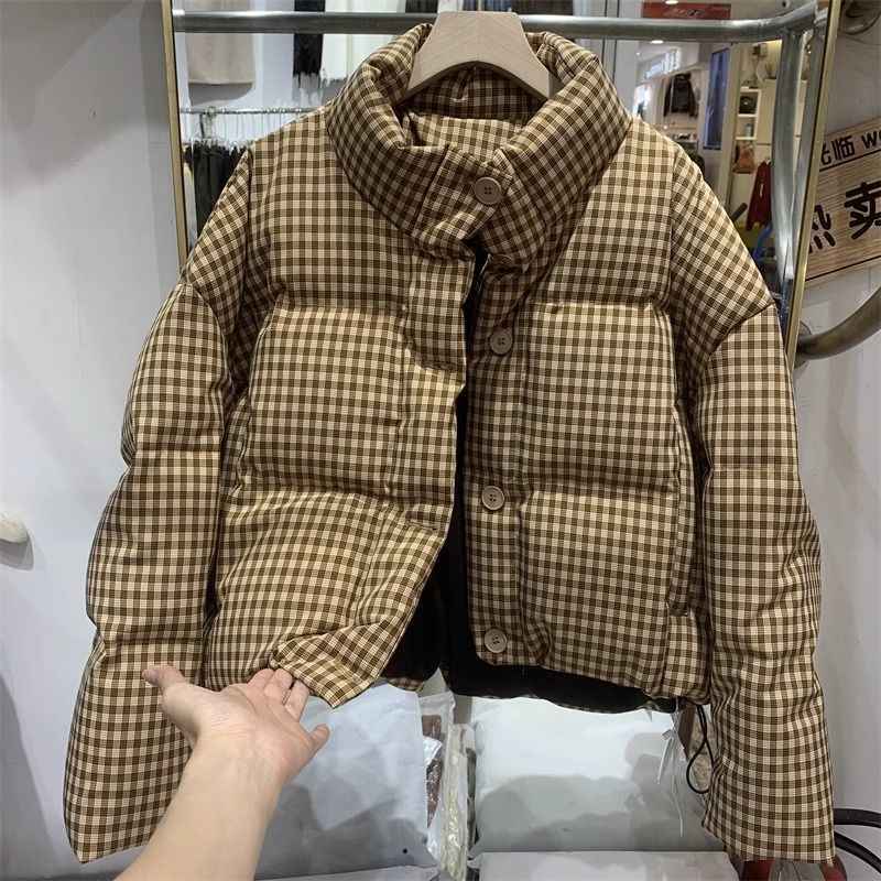 Thickened Puffer Jacket - High Waist Cropped Cotton Style