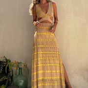 V-Neck Off Waist Sexy Split Slim Dress