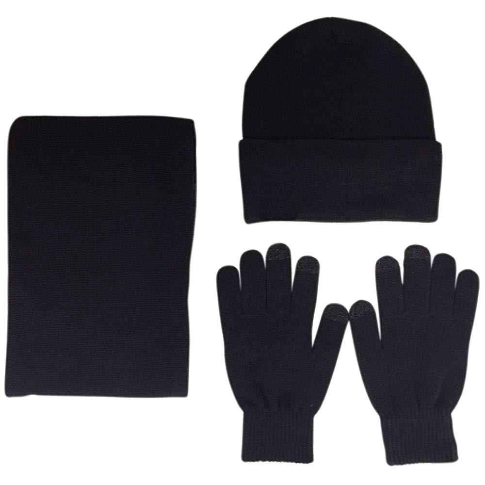 Men's 3-Piece Winter Set - Beanie Hat, Neck Warmer & Touch Screen Gloves