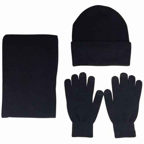 Men's 3-Piece Winter Set - Beanie Hat, Neck Warmer & Touch Screen Gloves