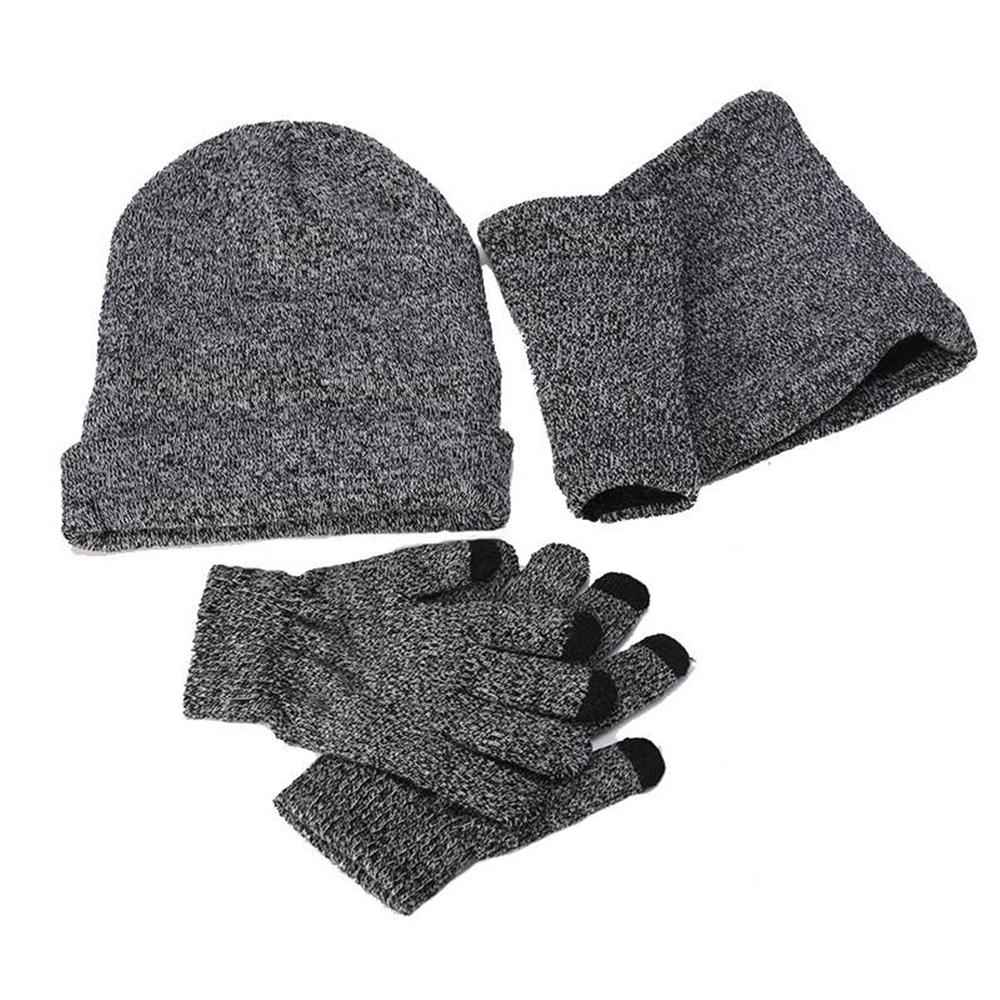 Men's 3-Piece Winter Set - Beanie Hat, Neck Warmer & Touch Screen Gloves