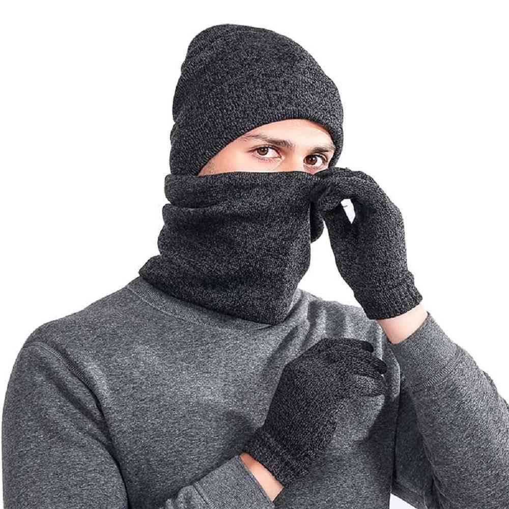 Men's 3-Piece Winter Set - Beanie Hat, Neck Warmer & Touch Screen Gloves