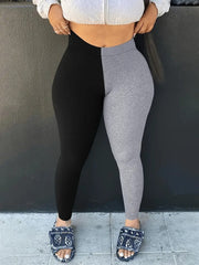Plus size new fashion tight casual bottoming trousers in black and gray for women's comfort and style.