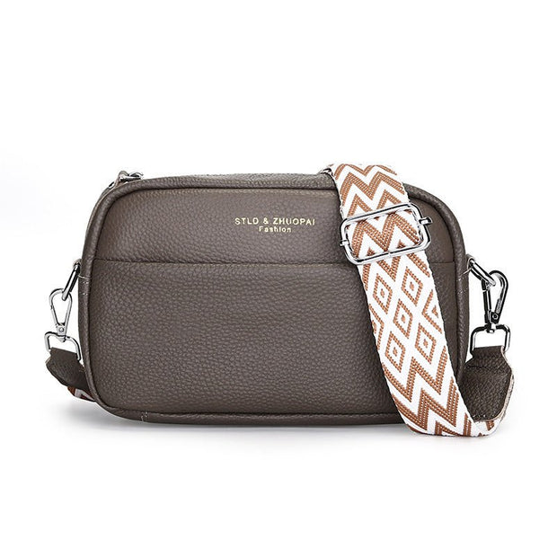 Fashion Simple Shoulder Messenger Bag Top Layer Cowhide Small Square Bag - Pretty women dresses