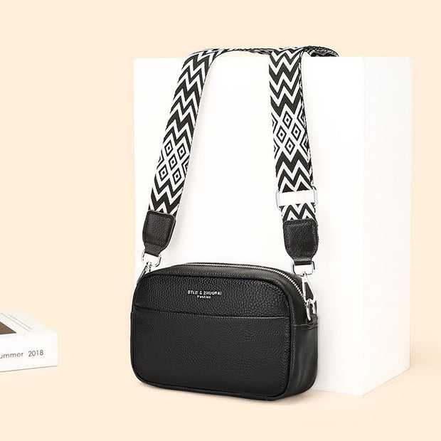 Fashion Simple Shoulder Messenger Bag Top Layer Cowhide Small Square Bag - Pretty women dresses