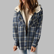 Plaid Hooded Casual Outerwear - Pretty women dresses