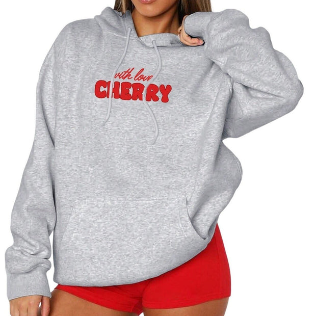 European And American Leisure Style Hooded Letter - print Long Sleeve - Pretty women dresses