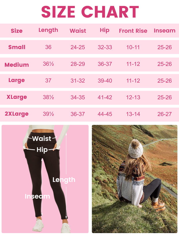 Size chart for cropped high-rise leggings showing measurements for different sizes, ideal for selecting leggings.