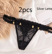 Women's Lace Transparent Rhinestone Letter Shorts - Pretty women dresses