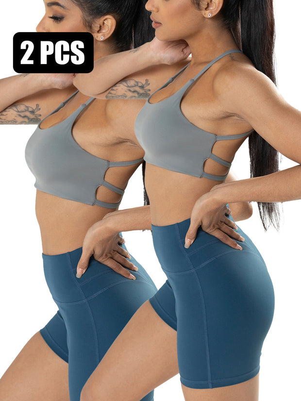 2 Pack Strappy Sports Bras For Women - Criss Cross Back Sexy Wireless Padded Yoga Bra Cute Workout - Pretty women dresses