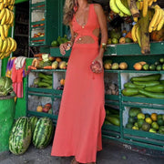 V-Neck Off Waist Sexy Split Slim Dress