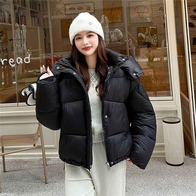 Elegant Fluffy Hooded Puffer Jacket Coat for Warm Commute