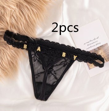 Women's Lace Transparent Rhinestone Letter Shorts - Pretty women dresses