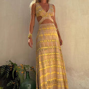 V-Neck Off Waist Sexy Split Slim Dress