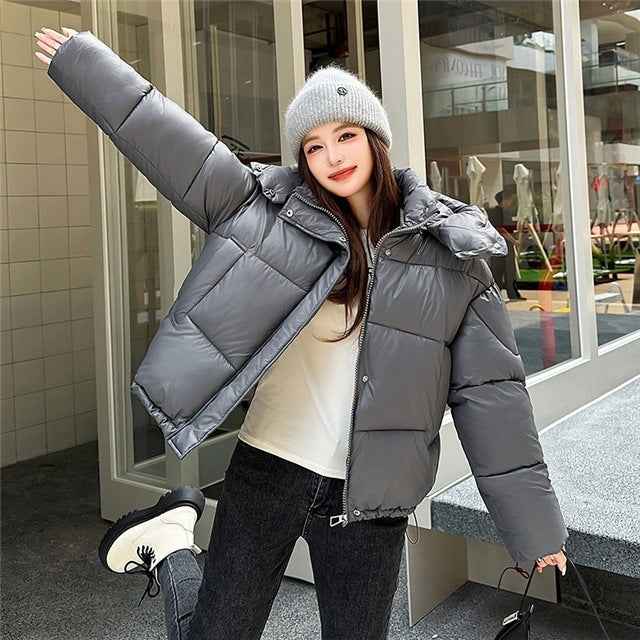 Elegant Fluffy Hooded Puffer Jacket Coat for Warm Commute
