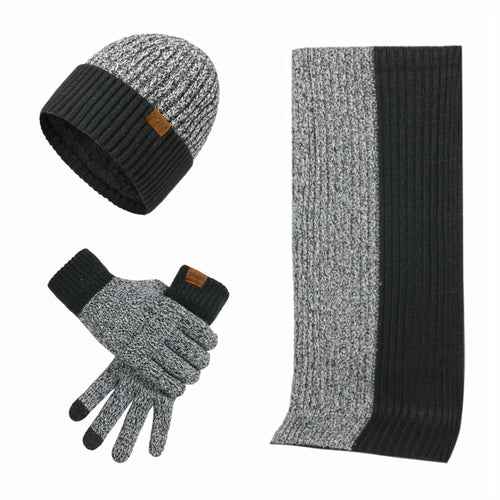 3-Piece Winter Accessories Set - Beanie Hat, Scarf & Touch Screen Gloves