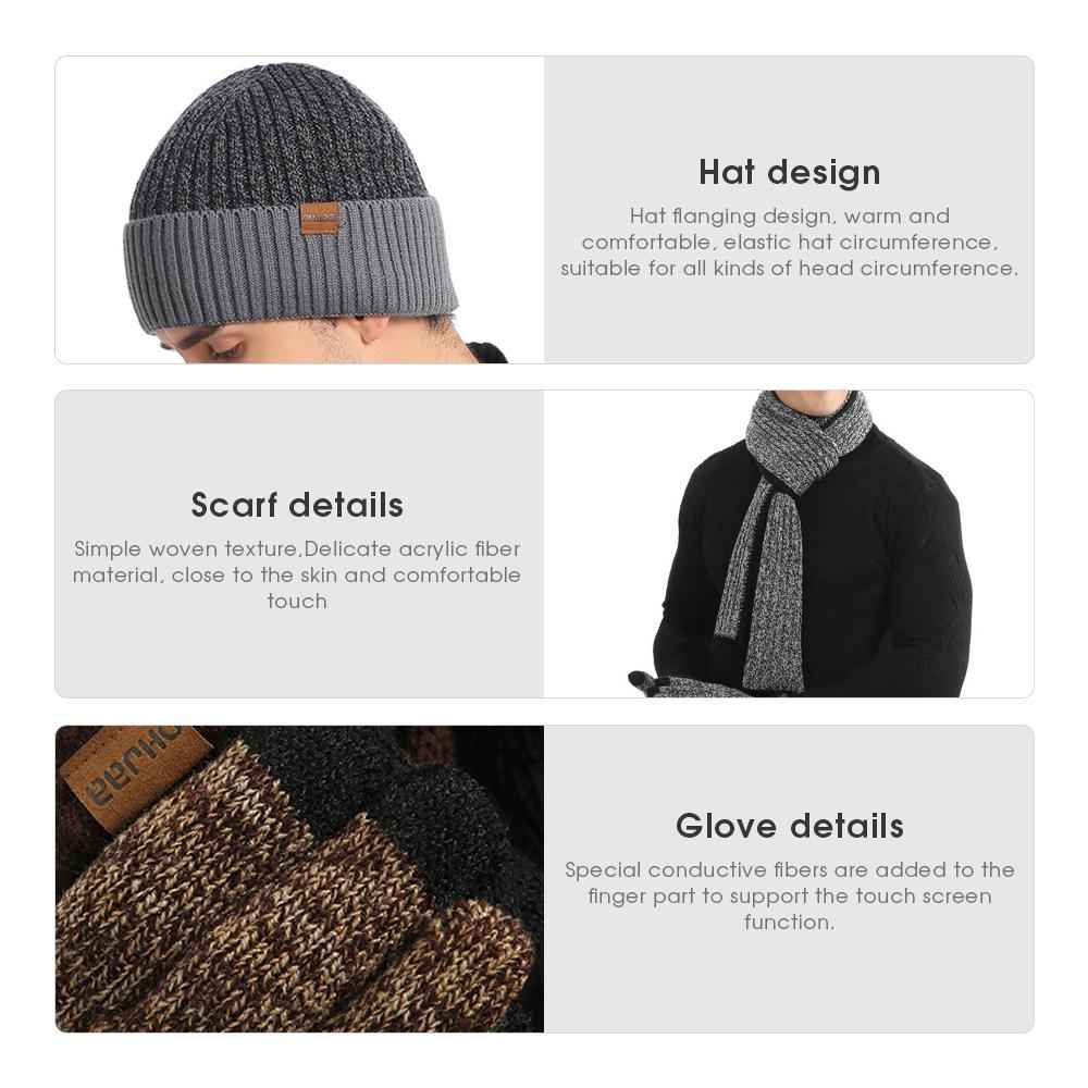3-Piece Winter Accessories Set - Beanie Hat, Scarf & Touch Screen Gloves