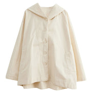 Hooded Loose Coat Women Retro Khaki Casual Cotton Artistic Stitching Women - Pretty women dresses