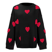 Printed Heart Knitted Sweater - Pretty women dresses