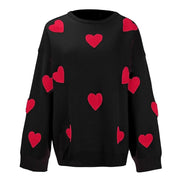 Printed Heart Knitted Sweater - Pretty women dresses