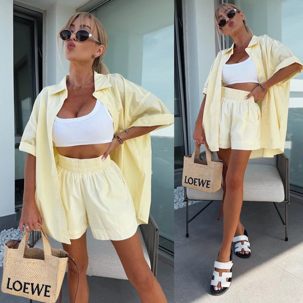 Shirt Elastic Sports Shorts Two-piece Set
