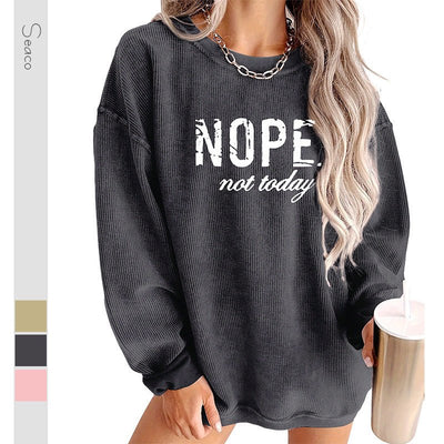 European American Fashion Floral Print Loose Version Long Sleeve T-shirt - Pretty women dresses