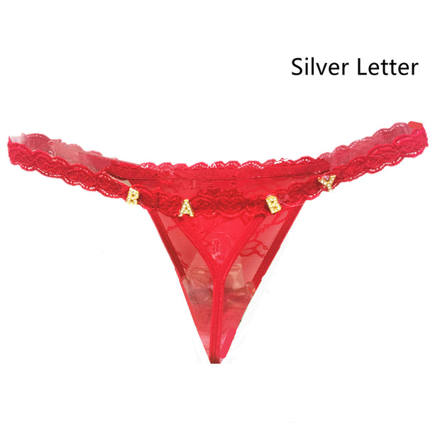 Women's Lace Transparent Rhinestone Letter Shorts - Pretty women dresses