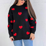 Printed Heart Knitted Sweater - Pretty women dresses
