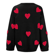 Printed Heart Knitted Sweater - Pretty women dresses