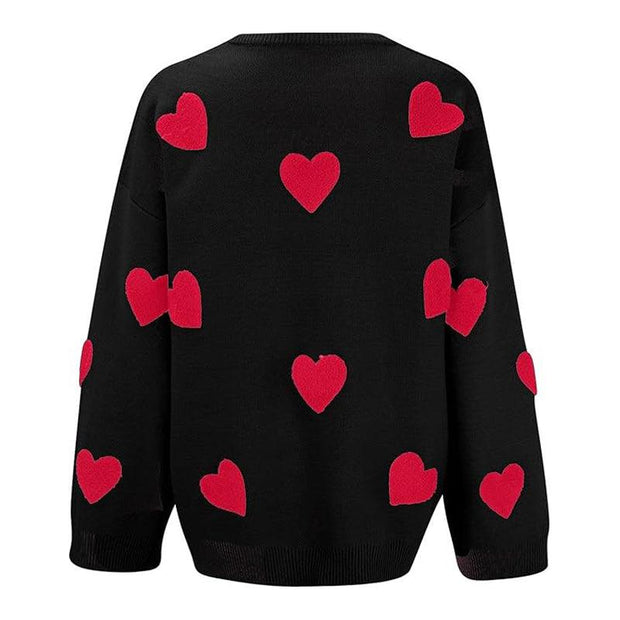 Printed Heart Knitted Sweater - Pretty women dresses