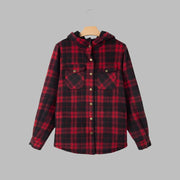 Plaid Hooded Casual Outerwear - Pretty women dresses