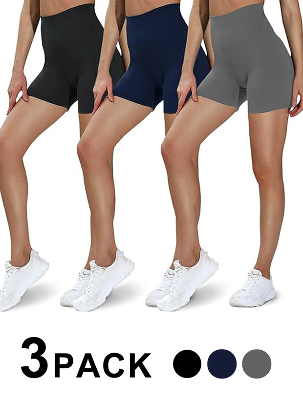 Leggings 3 Points High Waist 3 Pairs in Black, Dark Gray, and Navy, perfect for workouts and casual wear.